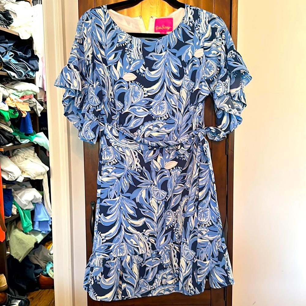 EUC - worn twice - Lilly Pulitzer dress w faux wrap dress detail